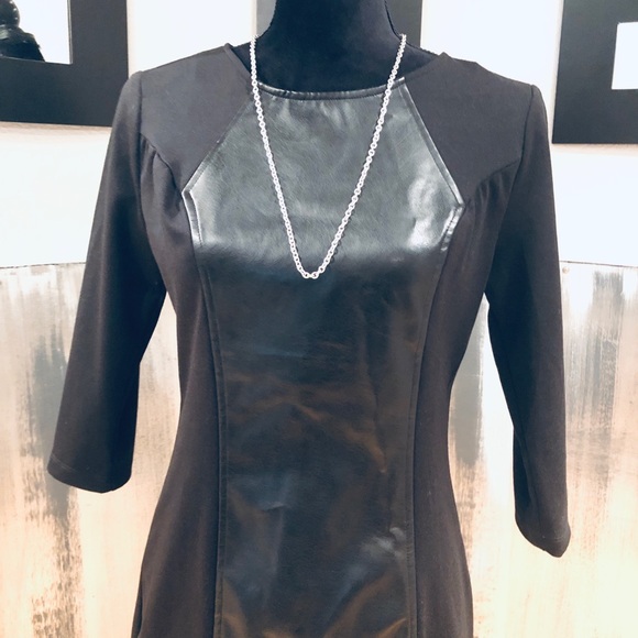 LBD Faux Leather Black Dress Sz 4 (B14) - Picture 2 of 6